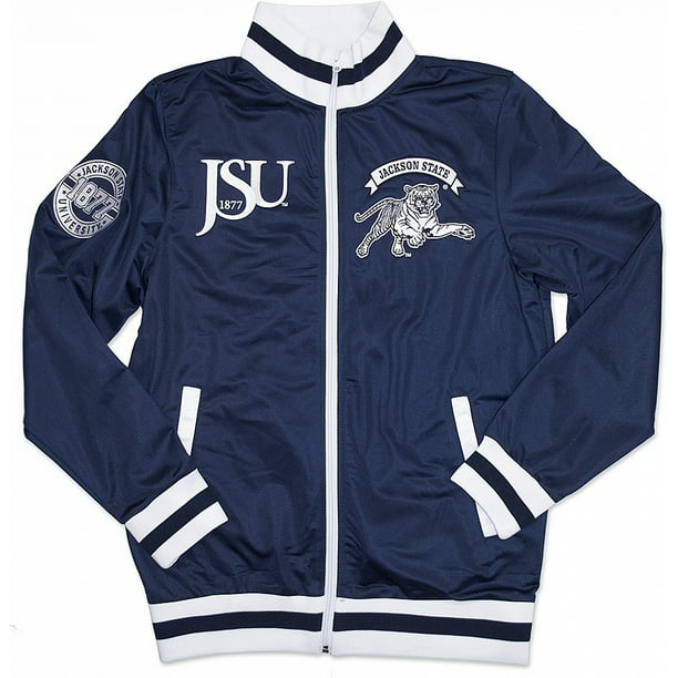 Big Boy Gear Jackson State Tigers Navy Blue Racing Jacket with White Text